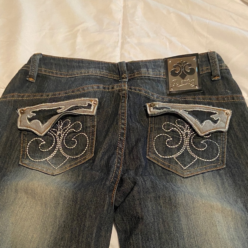 Dereon Embellished Dark Blue Straight Leg Jeans